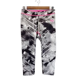 Kari Traa Sjolvsagt Capri 18" Leggings‎ Black Pink Gray Activewear Women M